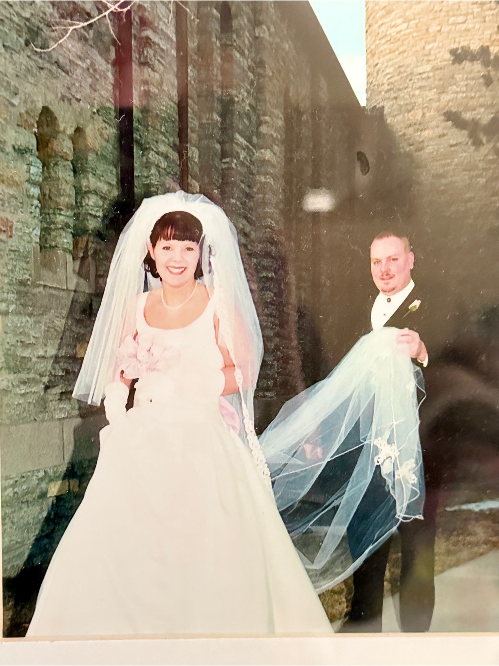 Classic White Bridal Gown with Veil - Elegant Wedding Dress